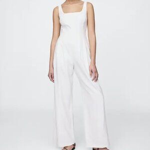 Gap Linen-Blend Seamed Jumpsuit White Size XS NWT